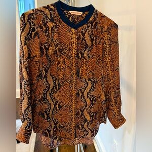 Rebecca Taylor Leopard Print long sleeve Silk Blouse. Size 2.